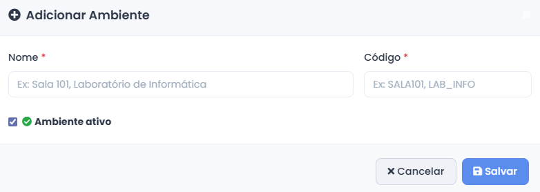 Adicionar Ambiente