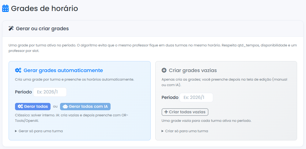Interface de Geração de Grades