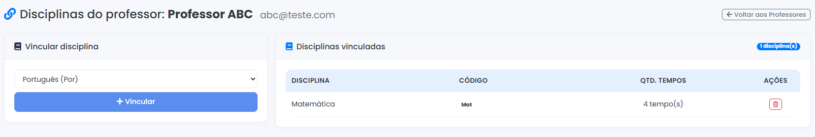 Vínculo de Disciplinas